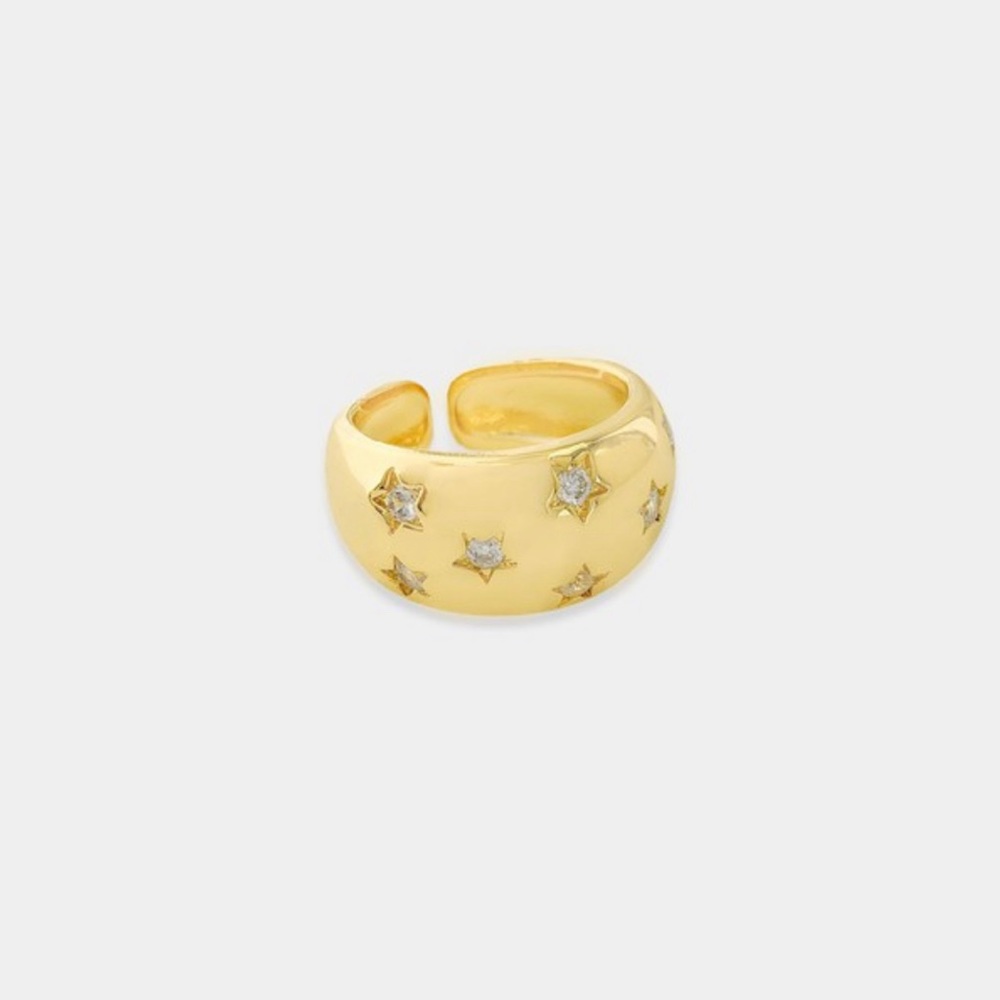 Brand New Chunky Gold Star Studded Ring